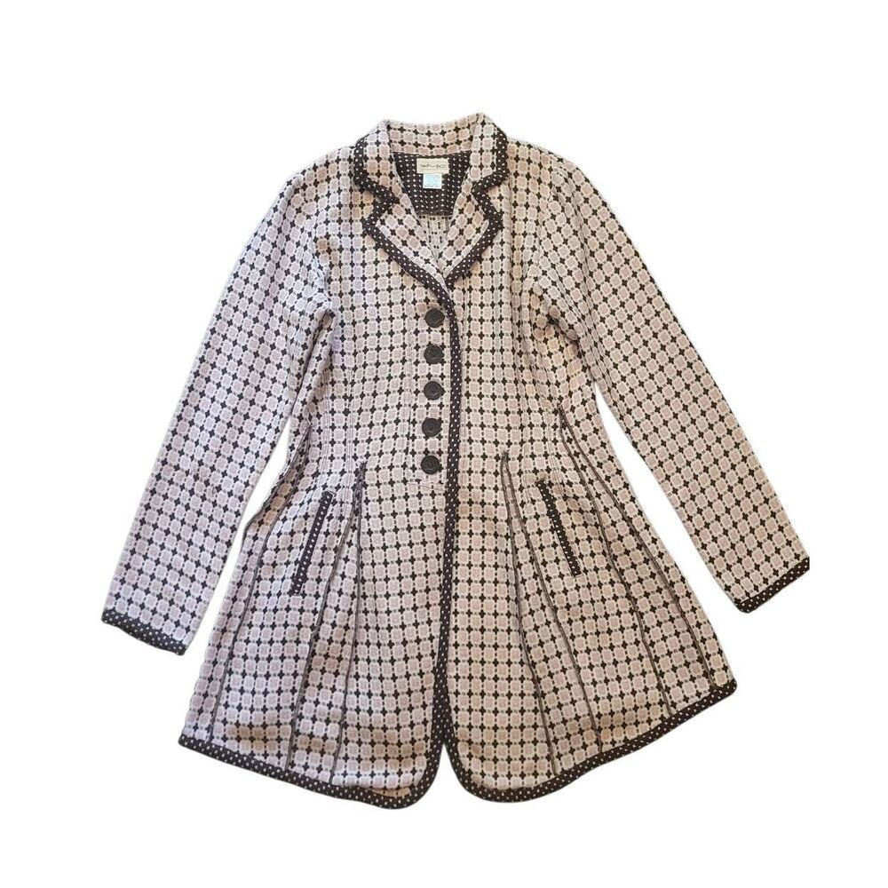 Neesh D.A.R. Anthropologie Jacket Women's Medium Pink Brown Tweed Flare Preppy